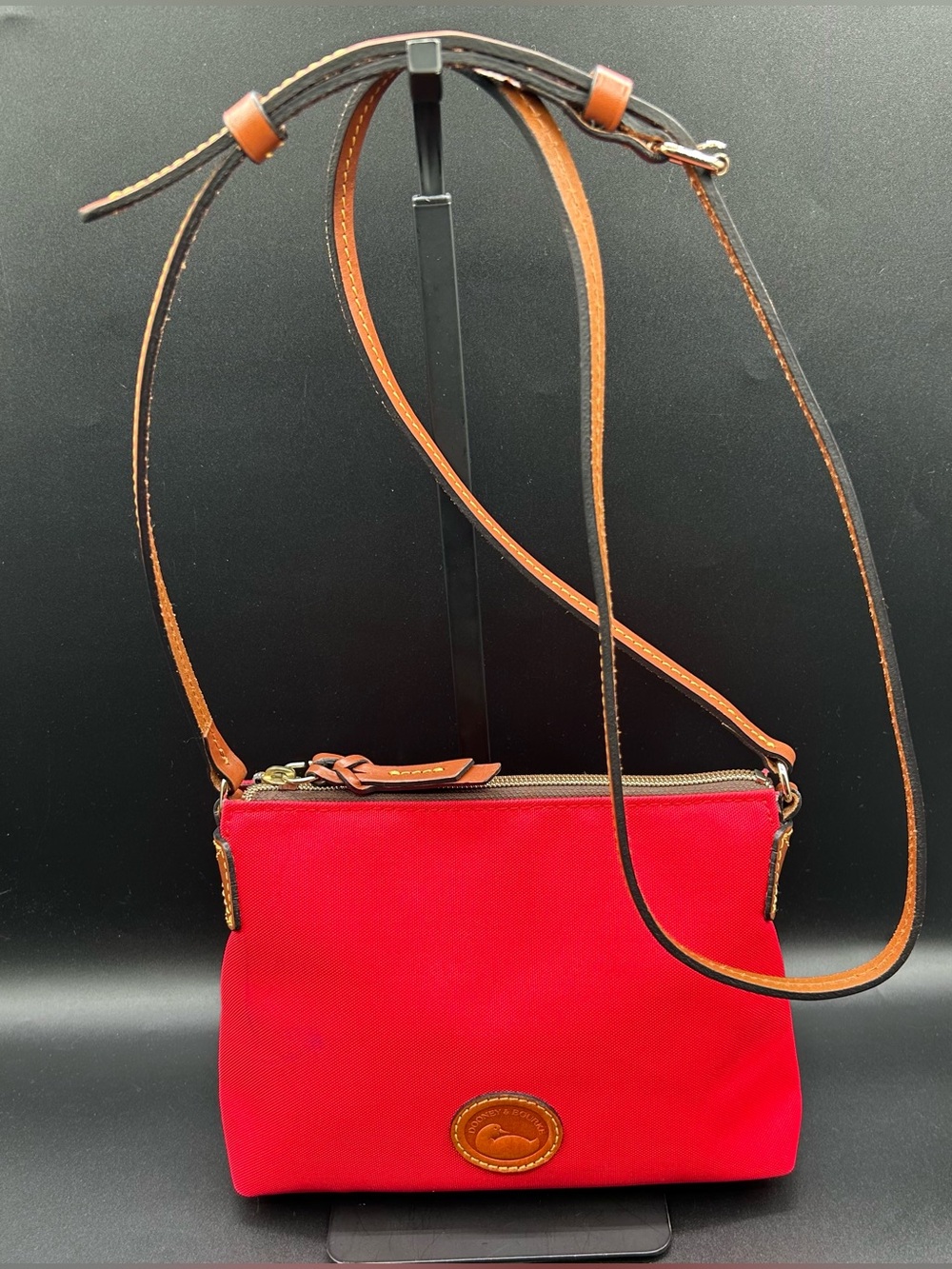 DOONEY & BOURKE Nylon Crossbody Pouchette - Vacchetta Leather Trim.